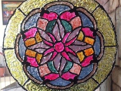 DIY HOME DECORATION:STAINED GLASS easy and cheap $$.Vitral de silicón