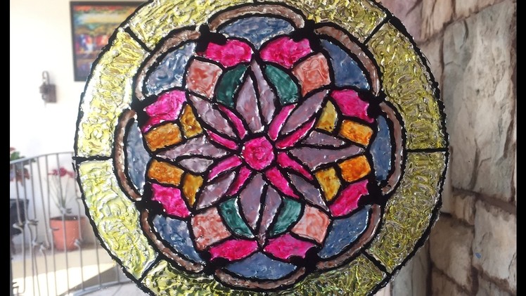 DIY HOME DECORATION:STAINED GLASS easy and cheap $$.Vitral de silicón