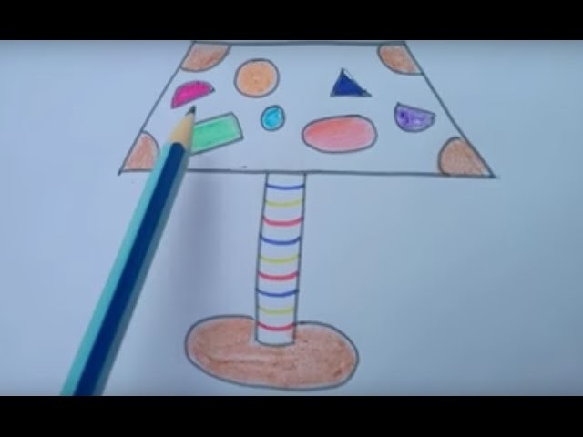 How to draw table lamp with basic shapes I easy kids drawing step by step