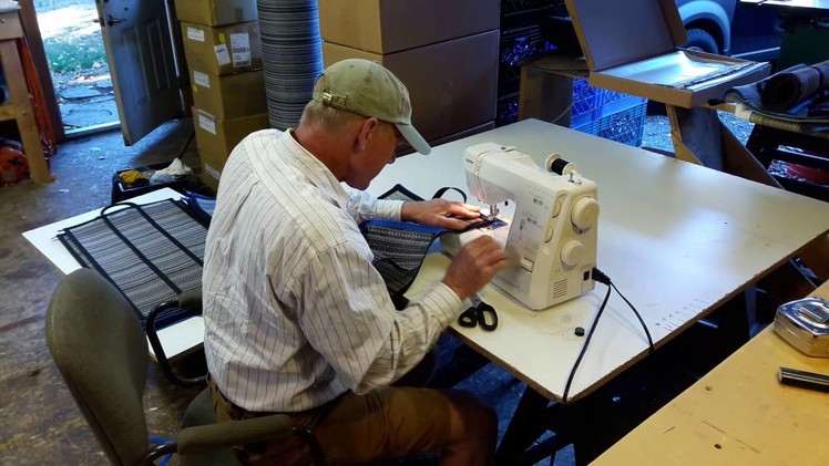 Jim is sewing a Kitty Carrier "World's BEST Cat Carrier"