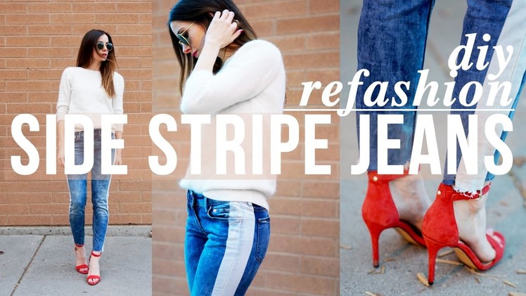 10 minute DIY side stripe jeans refashion - take out your pants