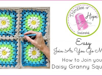 CROCHET How to Join Your Daisy Granny Squares:  Easy Join As You Go Method