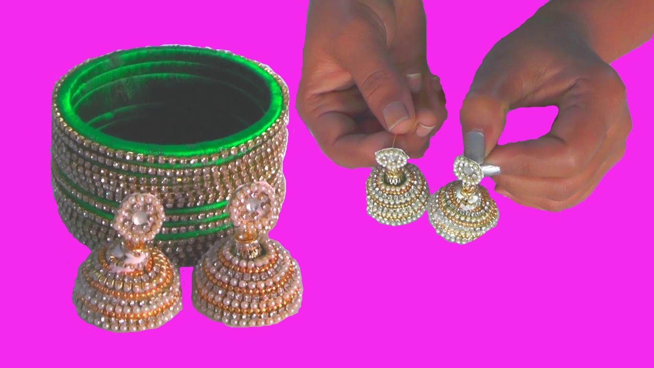 D.I.Y + Fancy Bangles Making at Home :How to Make zig zag Stone silk treads bangles making tutorials