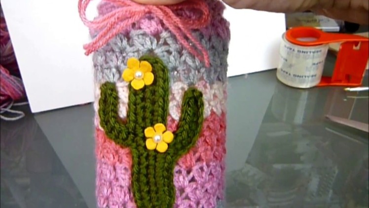 DIY Crocheted Cactus Applique. Video Tutorial