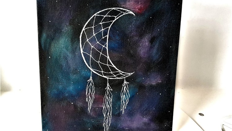 DIY Galaxy ✦ Crescent Moon Dreamcatcher Canvas Art⋆