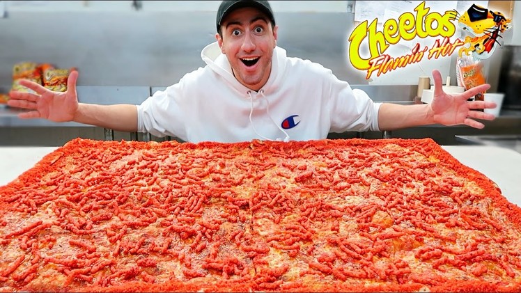 DIY GIANT HOT CHEETOS PIZZA!! *WORLD RECORD*