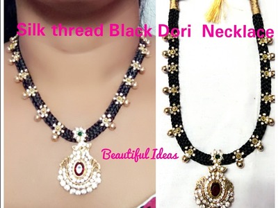 DIY. How to Make Silk Thread Black Dori Necklace at Home. Bridal Black Dori Necklace . 