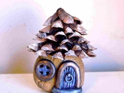 DIY Pine Cone Roof Fairy House Tutorial