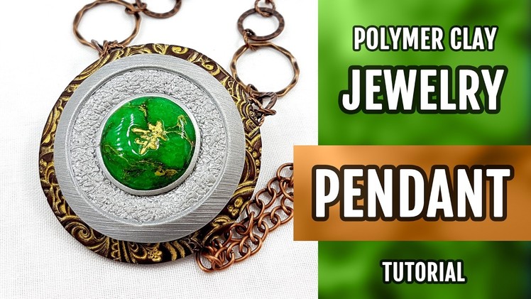 DIY Polymer Clay Pendant with Faux Jade Gemstone. How to make stylish Pendant. VIDEO Tutorial!