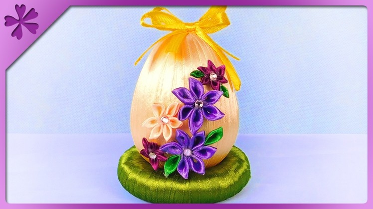 DIY Ribbon Easter egg and mini kanzashi flowers (ENG Subtitles) - Speed up #313