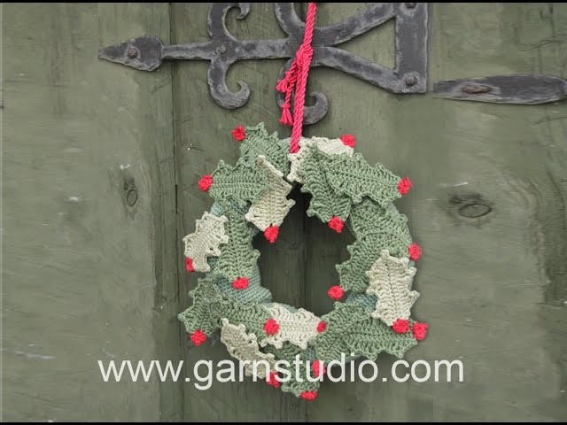How to crochet a leaf for the holly wreath in DROPS Extra 0-1058
