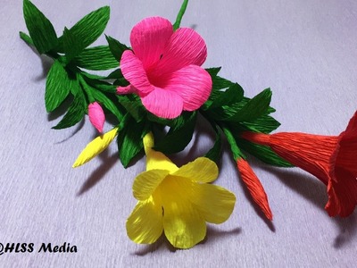 How To Make an origami Allamanda  paper flower-DIY crepe paper tutorials -making flower step by step