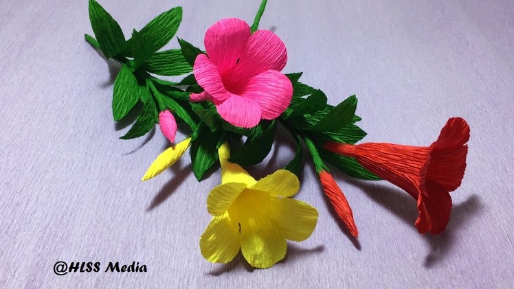 How To Make an origami Allamanda  paper flower-DIY crepe paper tutorials -making flower step by step