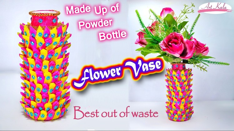 How to make flower vase | plastic bottle craft | best out of waste | DIY | Artkala 111