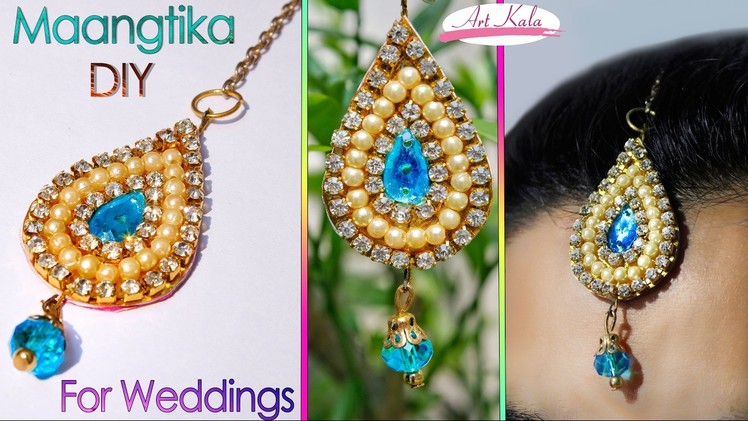 How to make maang tikka at home | wedding jewelry |  easy | DIY | Artkala 112