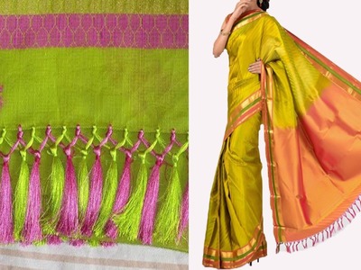 How to Make Sarees Kuchu Simply + Sarees Tassel Design | silk Treads Kanchi Pattu Saree Pallu !!