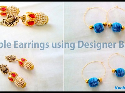 How to make Simple Earrings using Designer Beads at Home | Tutorial !!