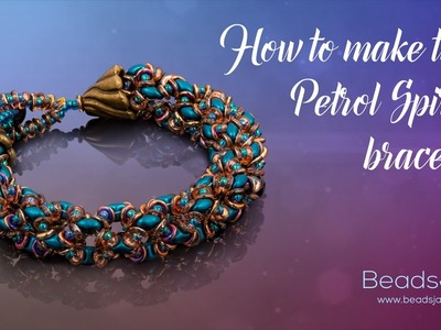 How to make this petrol spiral bracelet | Seed Beads