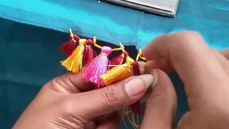 How to make Tri color saree kuchu ,How to make silk thread saree kuchu ,saree kuchu design#16