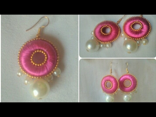 Pink Silk Thread Pearls Earrings. DIY. Simple And Easy Tutorial
