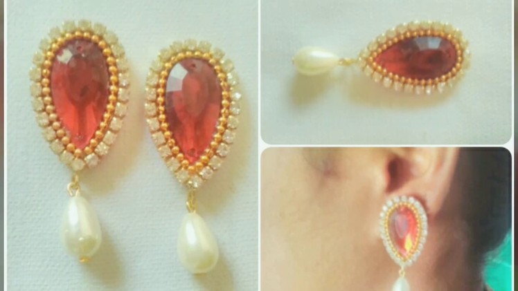 Simple And Easy single pearl Earring. DIY.  Simple and easy Tutorial