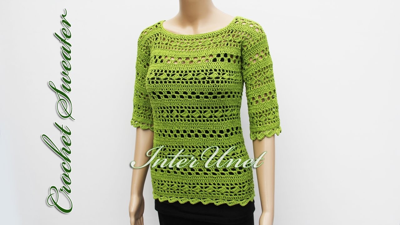 Sweater with short sleeves pullover crochet pattern.