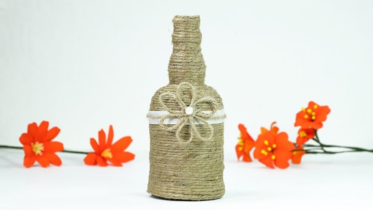 Turn Glass Bottle into Beautiful Flower Vase - Super Easy Waste Bottle Craft.