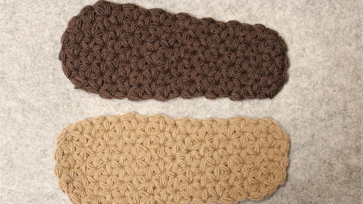 Warm , soft & cuddly - Crochet Slipper Sole - Triangle Star Stich - puffed - Part 1