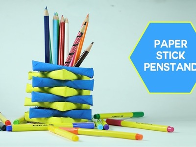 Waste Paper Craft - How to Make Pen Stand.Pencil Holder with Rolled Newspaper