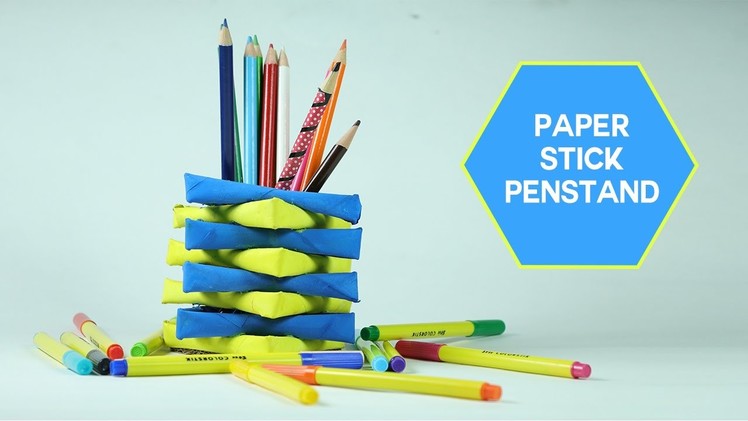 Waste Paper Craft - How to Make Pen Stand.Pencil Holder with Rolled Newspaper