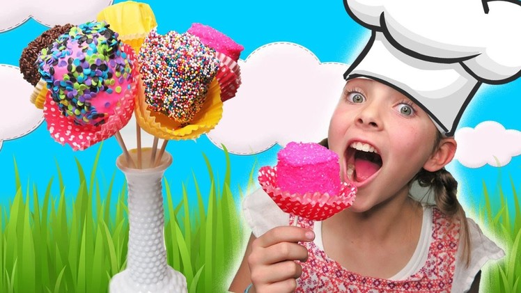 Chef Ava How To Make Simple Giant Flower Marshmallow Pops | Kids Cooking and Crafts Easy DIY Guide