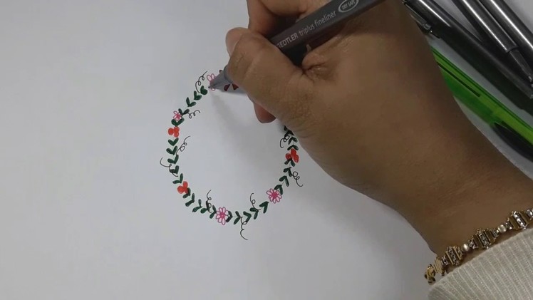 How To Draw Simple Floral Wreath