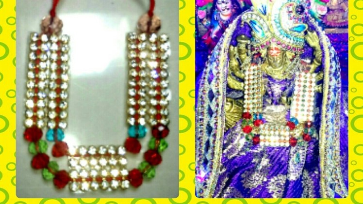 How to Easily make crystal gold stone Mala.Haar.Necklace for Ladoo Gopal.Radha Maa.Durga Maa