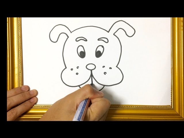 HOW TO LEARN TRACE SIMPLE DRAWING ANIMAL : DOG'S FACE USING MARKER PEN