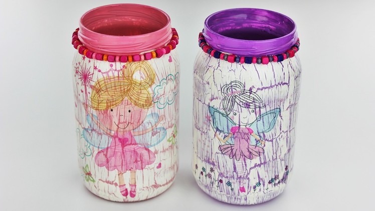 How to make a decoupage jars with easy crackle - Fast & Easy Tutorial - DIY