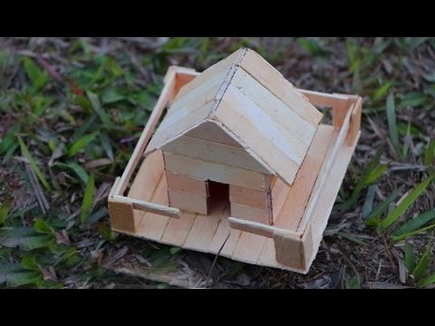 How to make a Popsicle stick house - Miniature ice Cream Sticks House