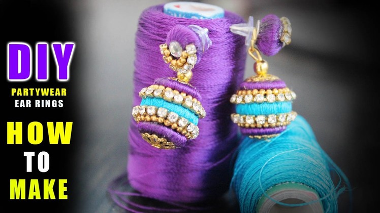 How to make ROUND BALL Party Wear earrings at home in few easy and simple steps