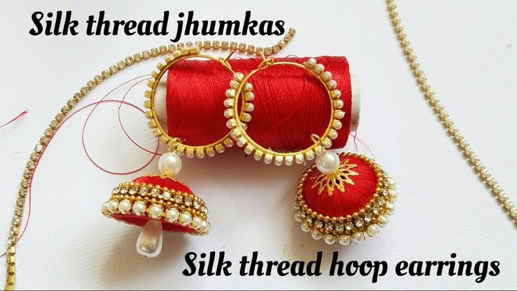 How To Make Silk Thread Jhumkas Hoop Style|Ring style silk Thread Jhumkas