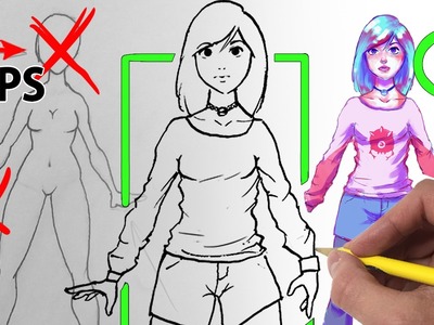 Anime Hack: "1,35,12,12,12,????" How to Draw a FEMALE Body (Easy Manga Girl Tutorial)