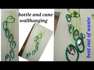 DIY how to make beautiful wind chime. wallhanging with plastic bottles and cane best out of waste