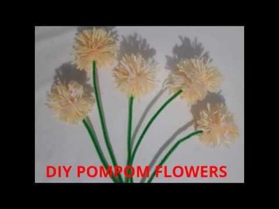 Diy pom pom flowers | wool flowers  |  yarn pom pom flowers| kodom ful