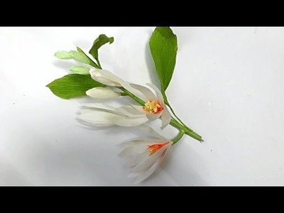 DYI   How to make paper flower - Magnolia champaca - by crepe paper - Làm hoa ngọc lan giấy nhún