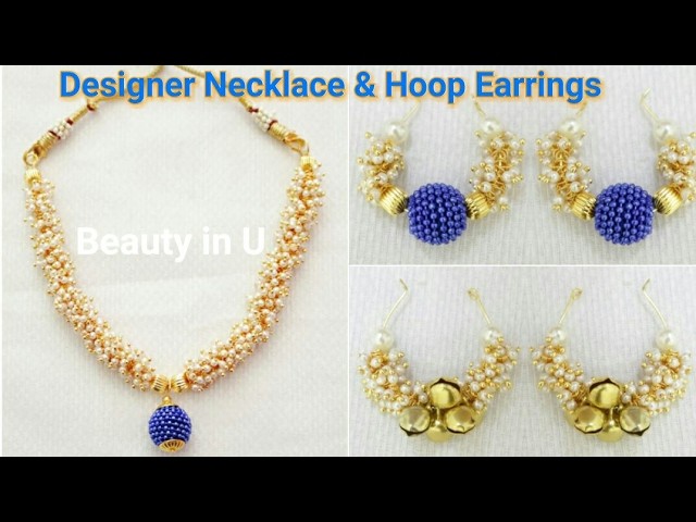 How to make Designer Silk Thread Necklace & Hoop Earrings using Loreals at Home | Tutorial