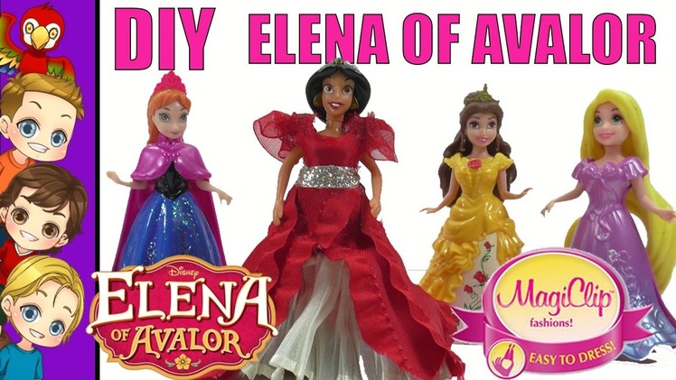 How To Make  Disney Princess Elena of Avalor Doll Magiclip And Gel-A-Peel Princess Dresses DIY