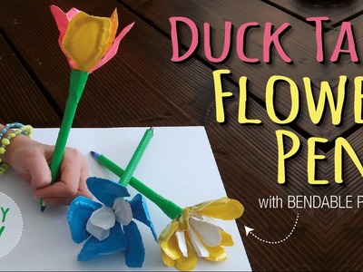How to Make Duck Tape Flower Pens | Kids Crafts by Three Sisters | DIY Duct Tape Craft