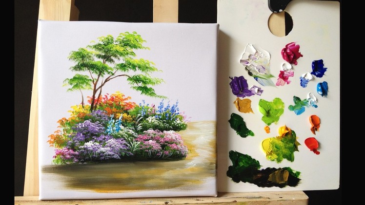 How to paint bushes flowers lesson 1