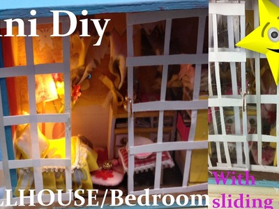 Mini DIY DollHouse Cute Kit.Bedroom with glass sliding doors part 1