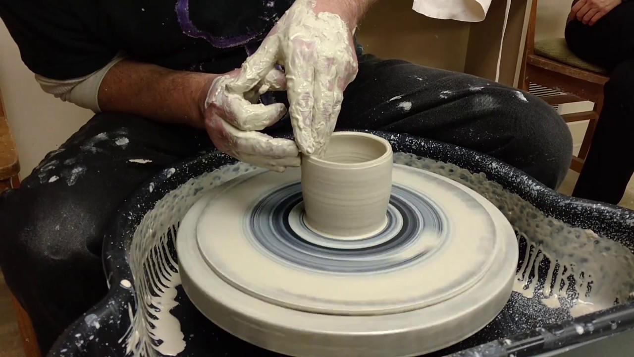 Patrick Biggs Demonstrates how to throw a small cup on the pottery wheel