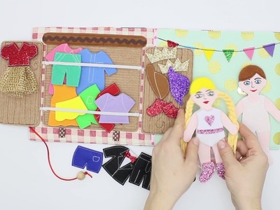Quiet book mini - Dress Up Felt Paper dolls , toy travel - MiniMom's