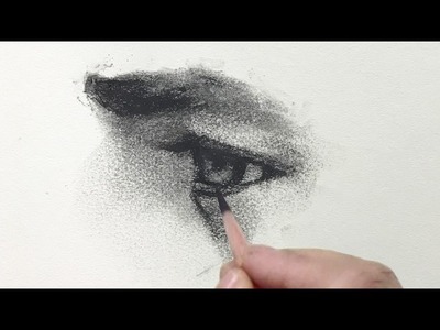 Watercolor Portrait Workshop 1 - Man in Profile - lesson 1: how to draw the eye with charcoal